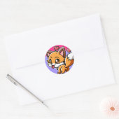 Checkie Niedlich Kawaii Chibi Fox Runder Aufkleber (Umschlag)