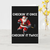 Checkin' It Once Checkin' It Twice Santa Hockey Ch Karte (Gelbe Blume)
