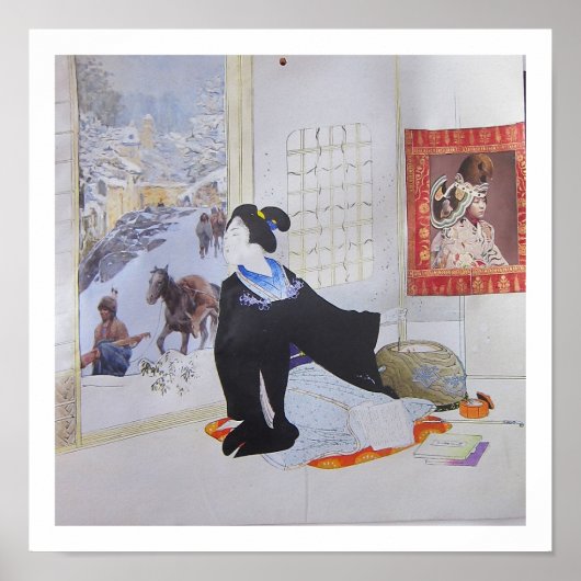 Checking on the Neighbors - collage art Poster (Vorne)