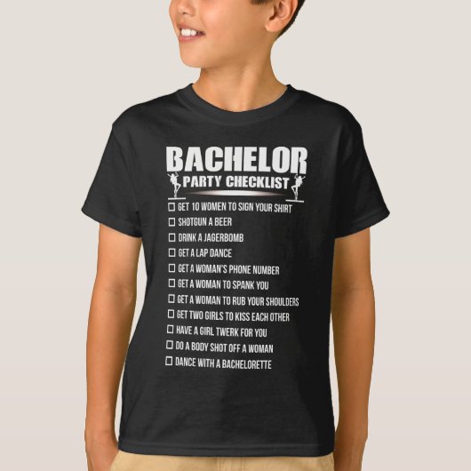 Checkliste Bachelor Party - Verheiratung T-Shirt (Vorderseite)