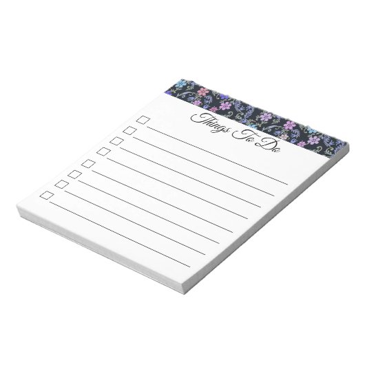 Checkliste Blumenschaltflächen Notepad Notizblock (Rotiert)