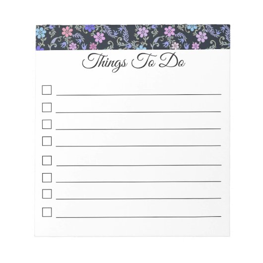 Checkliste Blumenschaltflächen Notepad Notizblock (Vorderseite)