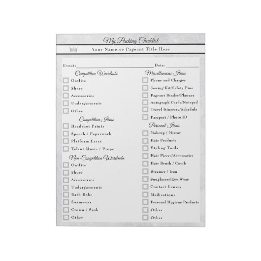 Checkliste für benutzerdefinierte Seitenverpackung Notizblock (Rotiert)