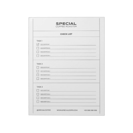 Checkliste für das Kaffeeröster Notizblock (Rotiert)