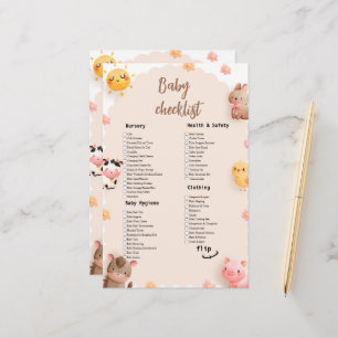 Checkliste für die Babydusche niedlicher landwirts