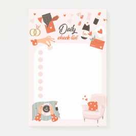 Checkliste für die Liebe "Notizen abschicken" Post-it Klebezettel