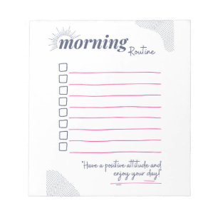 Checkliste für eine friedliche Morgenroutine Kunst Notizblock