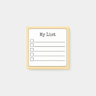 Checkliste für goldgelbe Retrofäden Post-it Klebezettel