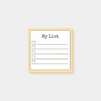 Checkliste für goldgelbe Retrofäden Post-it Klebezettel