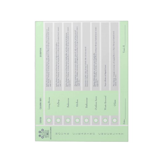 Checkliste für Hausreinigung und Haushaltsbemerkun Notizblock (Rotiert)