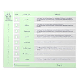 Checkliste für Hausreinigung und Haushaltsbemerkun Notizblock