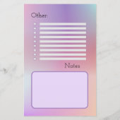 Checkliste für lila Schulbedarf (Rückseite)