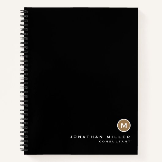 Checkliste für Minimalistische Monogramm-Schwarze Notizblock (Vorderseite)