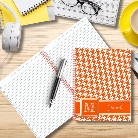 Checkliste für Mit Monogramm Orange-Hahnentrittmus Notizblock