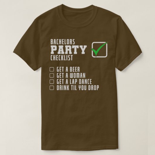 Checkliste für Party T-Shirt (Design vorne)