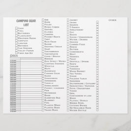 Checkliste für personalisiertes Camping Briefbogen