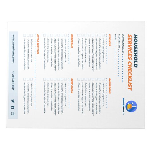 Checkliste Haushalt Notizblock (Vorderseite)