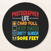 Checkliste "Leben der Fotografen" Runder Pappuntersetzer (Vorderseite)