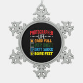 Checkliste "Leben der Fotografen" Schneeflocken Zinn-Ornament (Vorderseite)