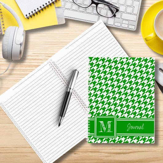 Checkliste Mit Monogramm grünes Hahnentrittmuster  Notizblock