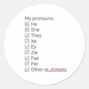 Checkliste Neopronomen lang Runder Aufkleber