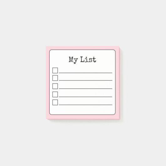 Checkliste Rosa Retro Linken Post-it Klebezettel (Vorderseite)