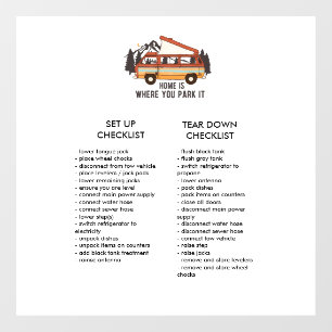 Checkliste RV Trailer Bearbeitbares Set nach oben Fensteraufkleber