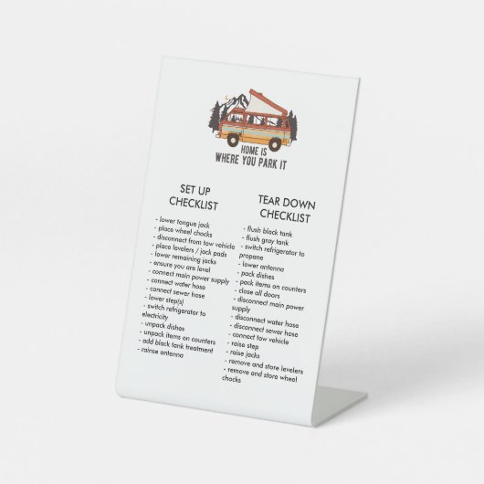 Checkliste RV Trailer Bearbeitbares Set nach oben Sockelschild (Vorderseite)