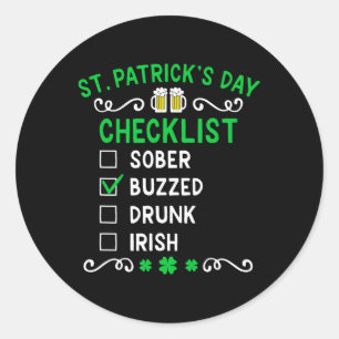 Checkliste St Patricks Day 1 Runder Aufkleber