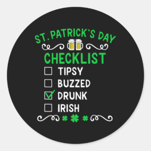 Checkliste St Patricks Day Runder Aufkleber