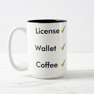 Checkliste zum nicht zu vergessen zweifarbige tasse