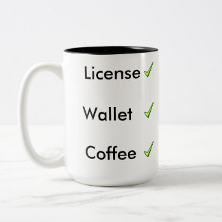 Checkliste zum nicht zu vergessen zweifarbige tasse