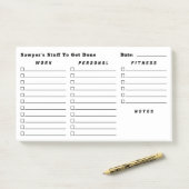 Checklisten für die tägliche Planung eines weißen Post-it Klebezettel (Auf Schreibtisch)