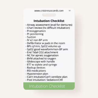 Checklisten für Intubation und Sedation Ausweis