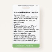 Checklisten für Intubation und Sedation Ausweis (Rückseite)
