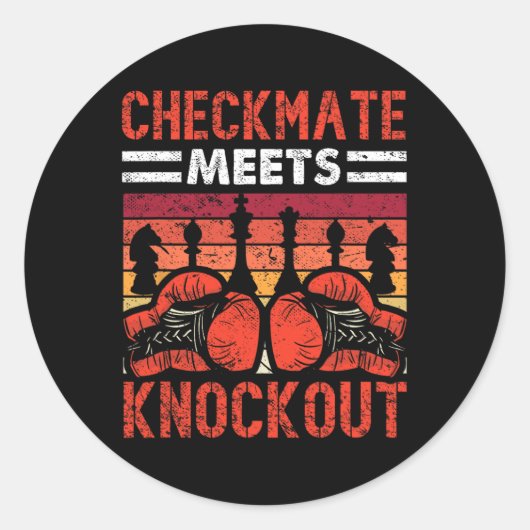 Checkmate Meets Knockout Battle Fun Runder Aufkleber (Vorderseite)