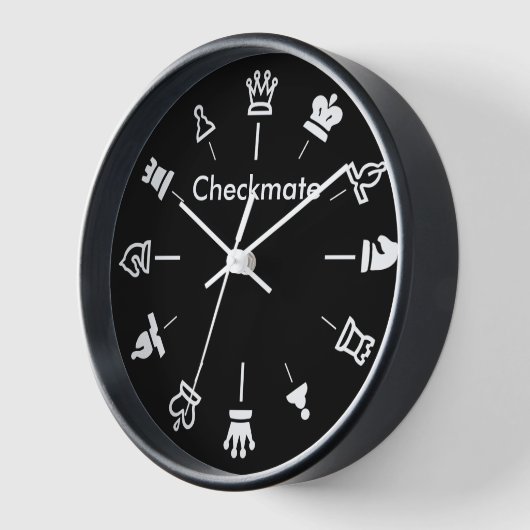 Checkmate Schach-Wall-Uhr - auf schwarz Uhr (Winkel)