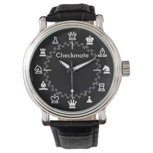 Checkmate Schach Watch - Checkerboard in schwarz Armbanduhr
