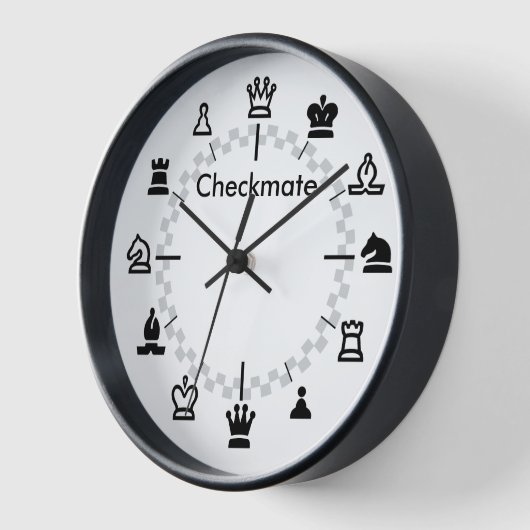 Checkmate Schachsäulenhalle - Schachbrett auf weiß Uhr (Winkel)