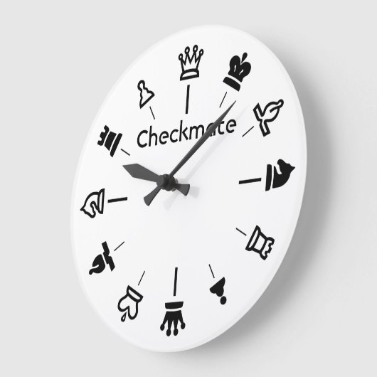 Checkmate Schachsäulenhalle - Schachfiguren in Wei Große Wanduhr (Winkel)