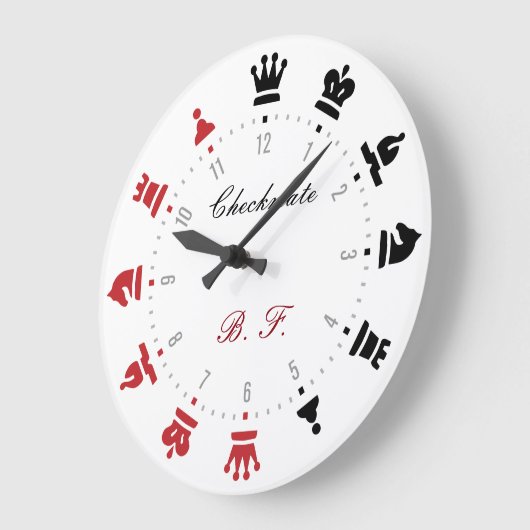 Checkmate Schachwall Uhr rot und schwarz (Winkel)