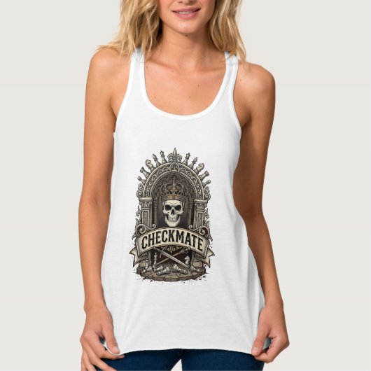 Checkmate Schädelkönig Vintage Schach Tank Top (Vorderseite)