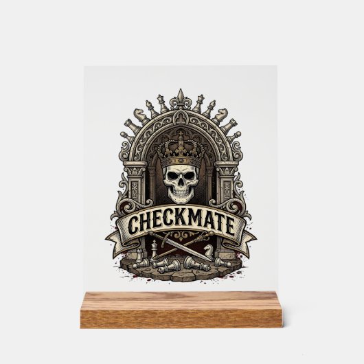 Checkmate Skull King Vintage Schach Acrylschild (Vorderseite)