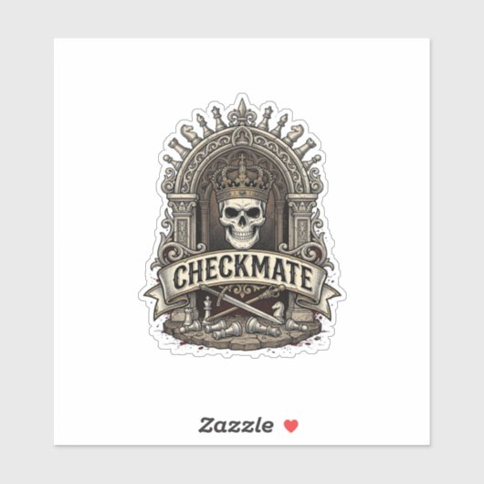 Checkmate Skull King Vintage Schach Aufkleber (Blatt)