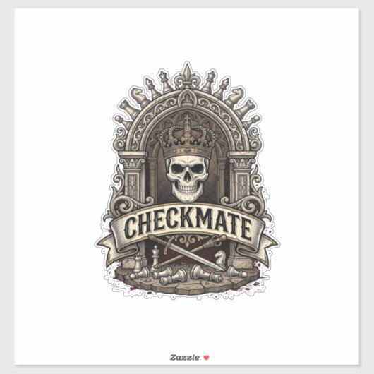 Checkmate Skull King Vintage Schach Aufkleber (Blatt)