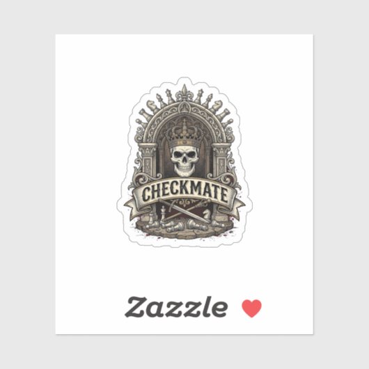 Checkmate Skull King Vintage Schach Aufkleber (Blatt)
