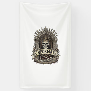 Checkmate Skull King Vintage Schach Banner