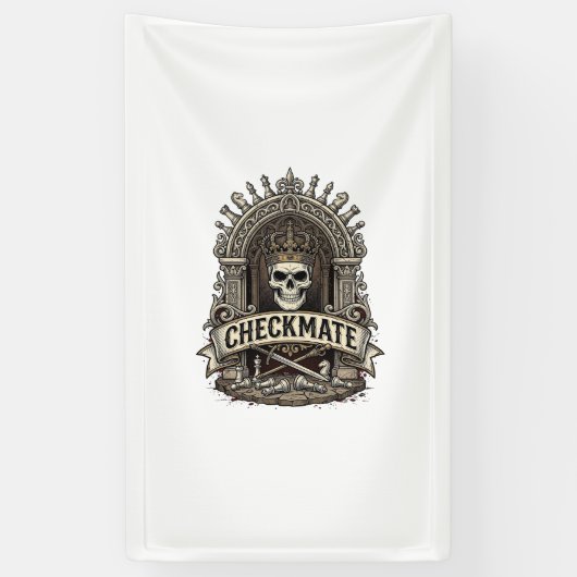 Checkmate Skull King Vintage Schach Banner (Vertikal)