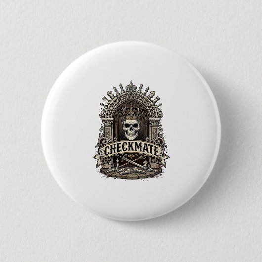 Checkmate Skull King Vintage Schach Button (Vorderseite)