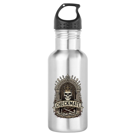 Checkmate Skull King Vintage Schach Edelstahlflasche (Vorderseite)